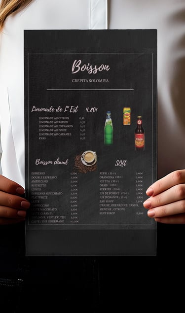 Impression du menu du jour d'un restaurant Narbonne