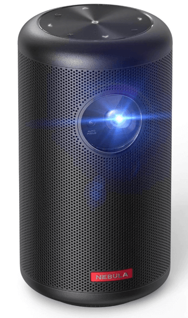 Travel Projector with a blue light on it