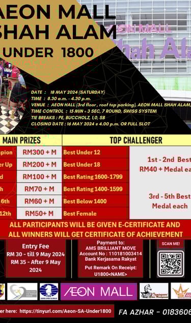 AEON Mall Shah Alam Under 1800 Catur Malaysia Chess Tournament 
