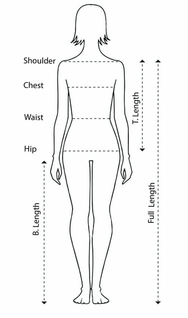 female size - apparel measurement chart for custom clothing and sportswear export