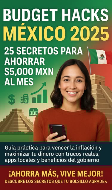 "Portada del ebook Budget Hacks México 2025: guía práctica para ahorrar $5,000 MXN al mes y vencer l