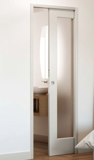 porte intérieure coulissante blanche avec vitre