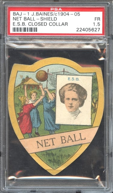 1904-05 J. Baines Shield Net Ball E.S.B. Closed Collar Rare Basketball Card