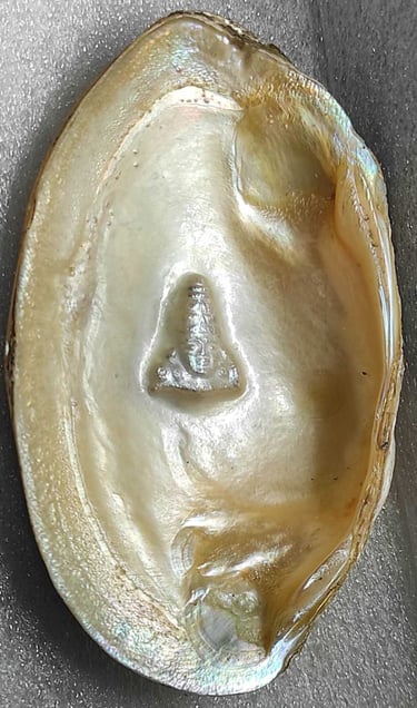 "11mm white designer pearl with divine facial carving–cultured using nucleus technique-Shipped worldwide"