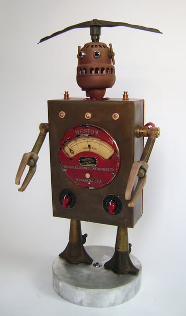 Assemblage robot named DM80 by Santa Barbara artist Tal Avitzur.