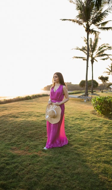 Portrait session on garden pathway at Alila Soori Tabanan Bali