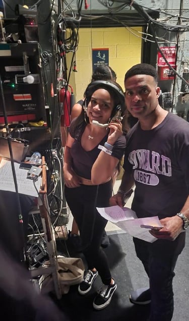 Backstage production rehearsal.