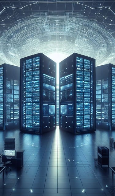 a large group of WebSpace4Rent servers in a server room