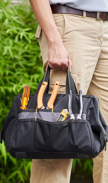 Home HVAC system with emergency service tools and equipment