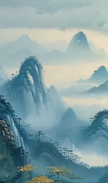 a mountain scene with a mountain range in the background