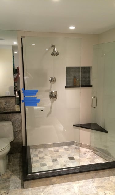 Contemporary bathroom showcasing custom build shower.