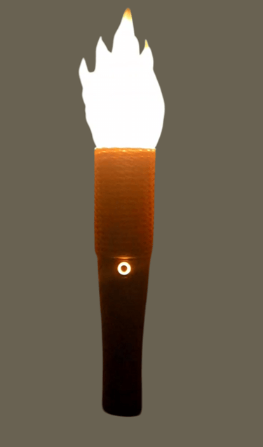 lit torch recreating the light of a flickering flame