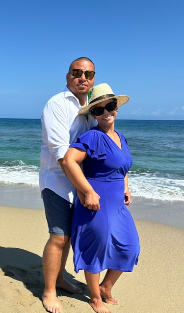My wife and i on the beach in the Dominican Republic
