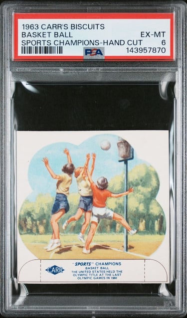 1963 Carr's Biscuits Sports Champions Hand Cut Basketball Card