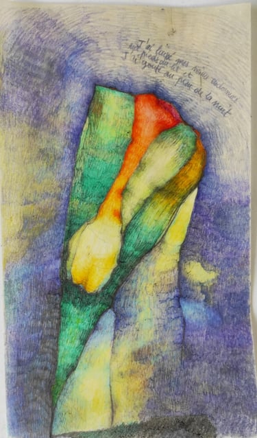 karine-nguyen-van-tham-le temps des regrets, poème illustré et crayons de couleur