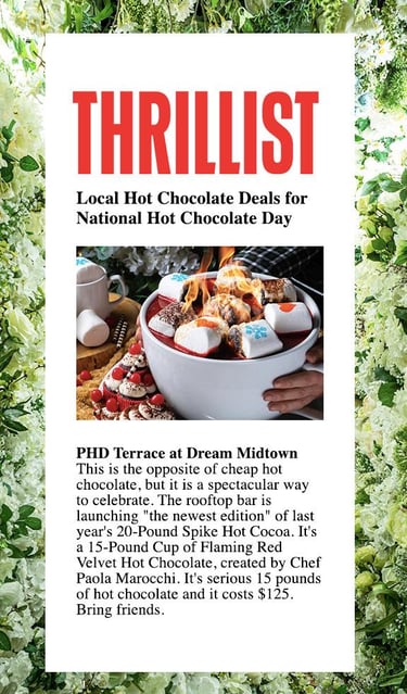 a poster advertising a local hot chocolate dessert