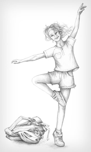 Girl in a ballet pose wearing casual clothing