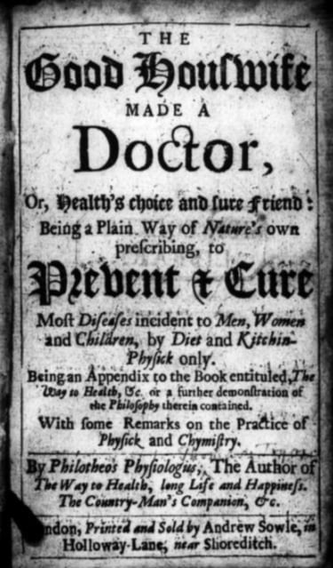 Title page of Tryon’s  The Good House-wife Made a Doctor (1685)