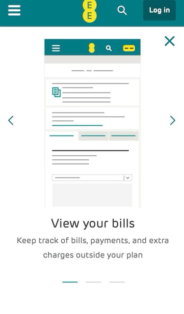 UI design showing an illustration of the Bills page which would open on selection of a tile.