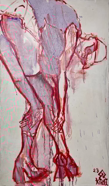 a painting of a woman's legs and legs