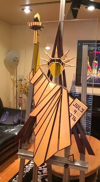 LADY LIBERTY easel pic-art on clear plexi-richWOODart.com-28"x49"-31 lbs.