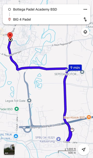 lokasi bottega padel academy bsd dekat dengan big4padel