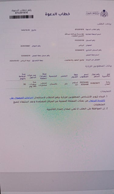 personal invitation visa ksa