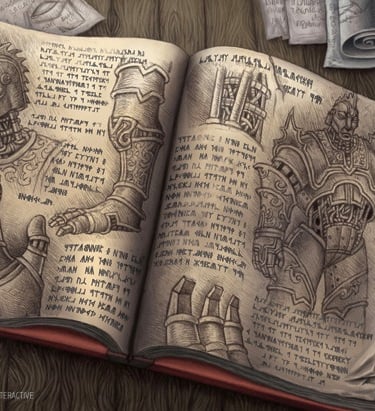 a book opened to show a book with a drawing of a robot
