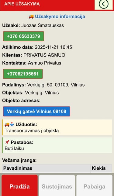 Mobili užsakymų pristatymo programėlė su Power apps