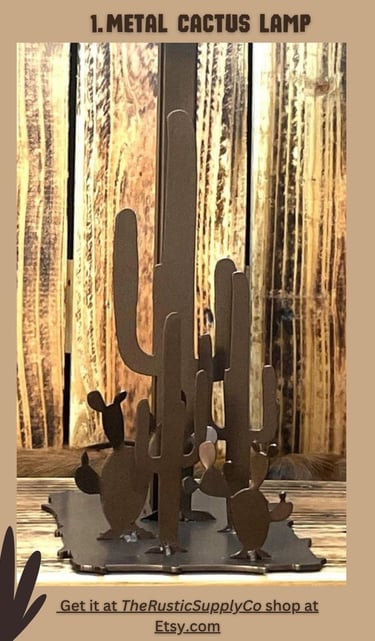 A metal cactus lamp