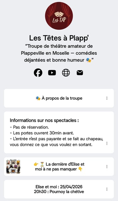Les Têtes à Plapp' : troupe de théâtre amateur de Plappeville en Moselle : LinkTree