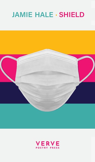 The cover to Jamie Hale's shield. A surgical mask on a striped background.