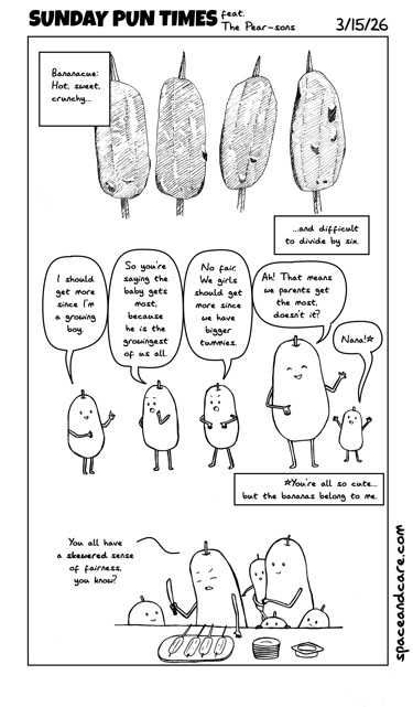 Pear-sons argue over who gets a bigger share of bananacue.