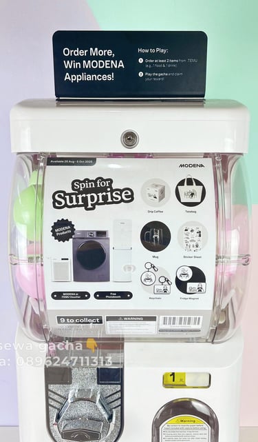 sewa mesin gachapon mini putih jabodetabek