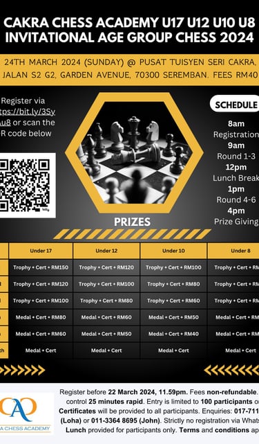 Catur Malaysia Cakra Chess Academy Age Group Chess 2024. 