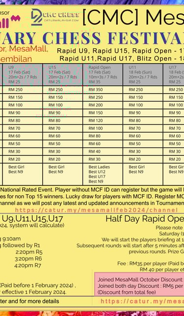 Malaysia Chess. Catur Malaysia. [CMC] MesaMall February Chess Festival 2024