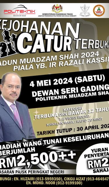 Kejohanan Catur Terbuka ADUN Muadzam Shah 2024: Piala YB Ir Razali Kassim. Catur Malaysia Chess