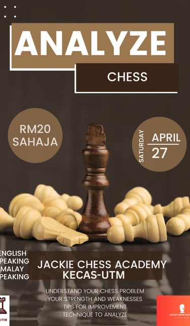 Malaysia Chess Class: Analyze Chess with Coach Jackie. Johor Chess. KECAS-UTM