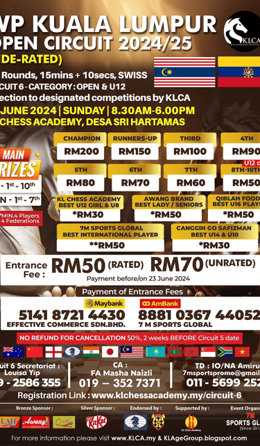 2024/25 WP Kuala Lumpur chess Open Circuit - Circuit 6 (FIDE-Rated malaysia chess tournament) 
