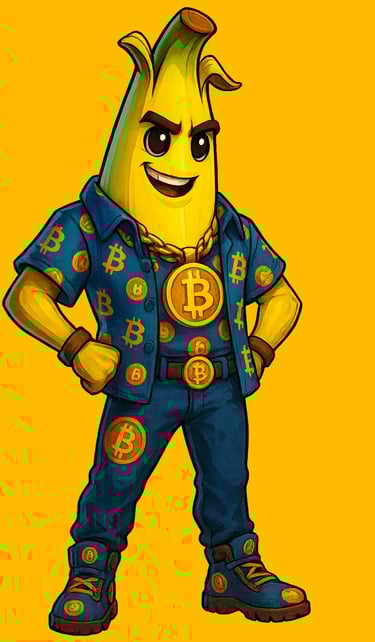 a banana banana with bitcoin on it