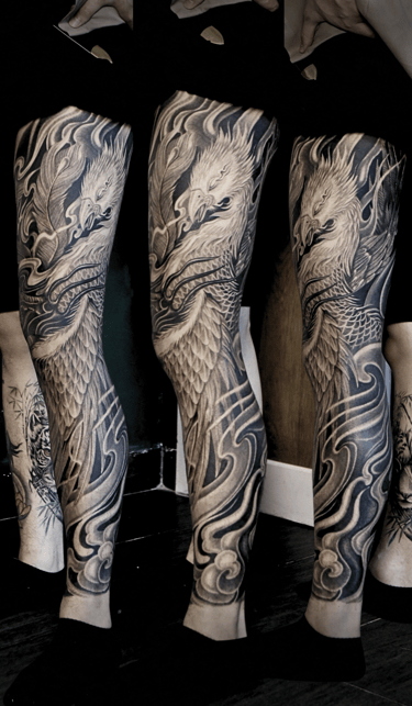 Full Leg Phoenix Tattoo Da Nang
