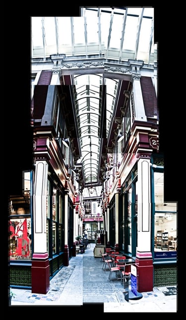 A large photo composition of Leadenhall Market