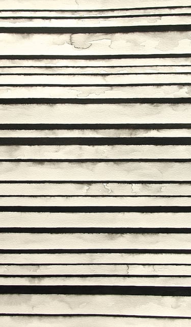  INOS 2 by Tim Grosvenor, ink drawing, middle triptych panel with horizontal lines and dynamic rhyth
