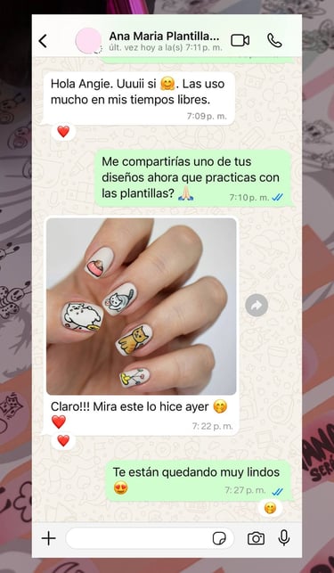 Testimonio de plantilla de practica NailsPRO para manicuristas principientes.