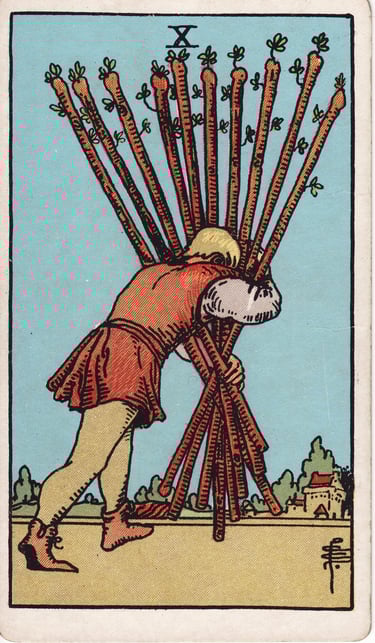 Ten of Wands meaning upright and reversed tarot card reading