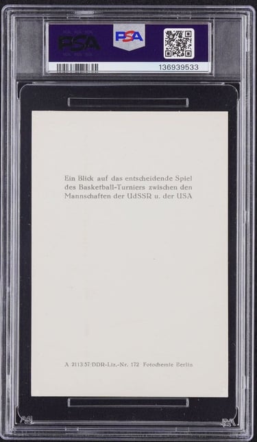 1956 Veb Sport-Toto Olympishe Sommerspiele Melbourne #172 USA vs USSR Basketball Card (back)