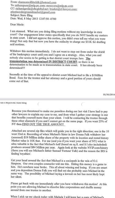 Shannon Falk's firing Merle Meyers May 2013