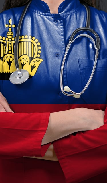 A medical professional standing confidently with folded arms, wearing a stethoscope and a uniform st