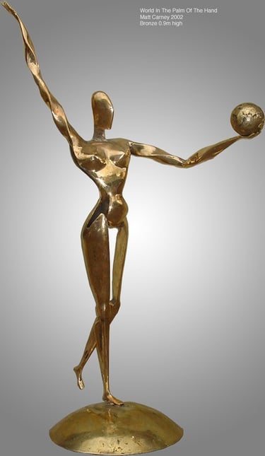 a statue of a woman holding the world