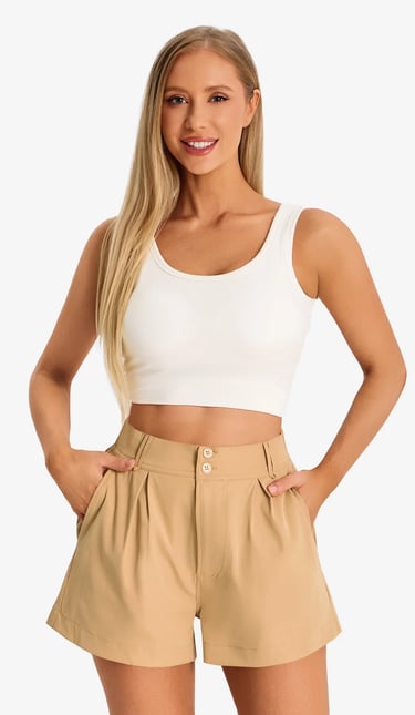khaki high waist shorts